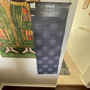 October sky Black and White Eye Pattern Table Runner